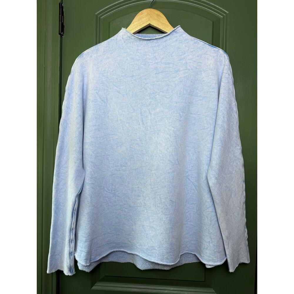 NWOT Frank & Eileen Effie Triple Fleece Funnel Neck Capelet Blue Mineral Small - Picture 3 of 9
